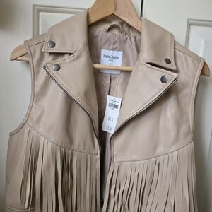 Stylish Beige Fringe Vest